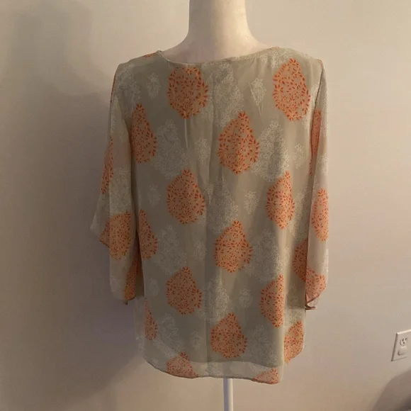 Belle by Kim Gravel Floral Blouse in Orange and Cream - Picture 6 of 10